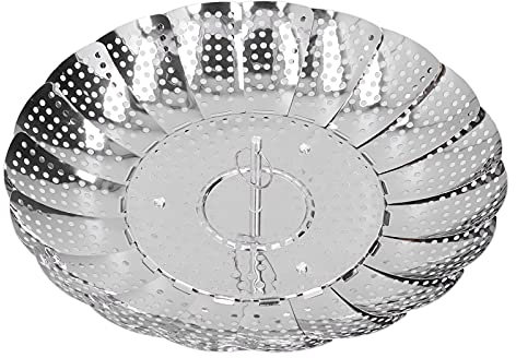 Dampfkorb aus Edelstahl, 28 cm, einziehbar, faltbar, Dampfgarer, Topfsieb, Gemüsekorb, Dampfgarer, Einmachregal zum Kochen von Speisen