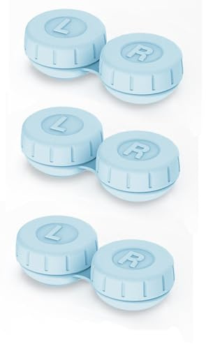 Vastsoon 3PCS Contact Lens Cleaner Accessories,Portable Contact Lens Case Replacement (Blue)