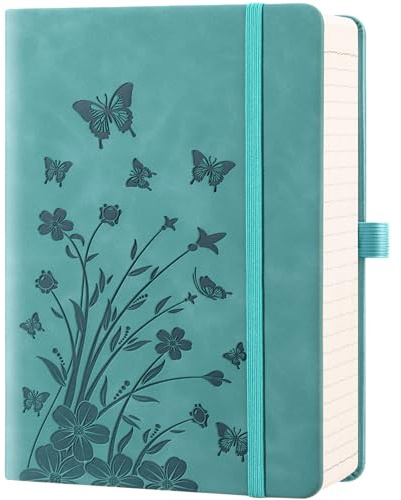 HwxBen Liniertes Notizbuch – 365 Seiten, PU-Leder-Tagebuch für Frauen, A5 College-Liniert, 100 g/m² Papier, für Arbeit, Notizen, Büro, Schule, Zuhause – Teal