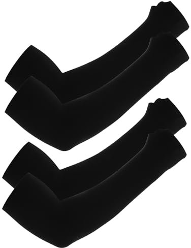 Yolev 2 Paia Manicotti Pallavolo Donna Maniche in Seta di Ghiaccio Nero Maniche per Braccia Maniche di Protezione Solare Maniche di Protezione UV per Donne Uomini Manicotti per Basket Golf