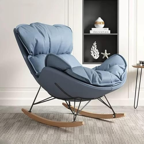 Moderner ergonomischer, gepolsterter Schaukelstuhl für Schlafzimmer, Büro, Lounge, Blau