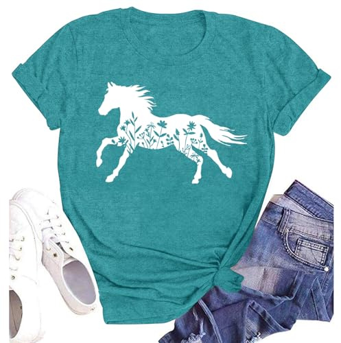SUWATOIN Womens Horse Shirts Equestrian Lovers T-Shirt Horse Graphic Tee Top