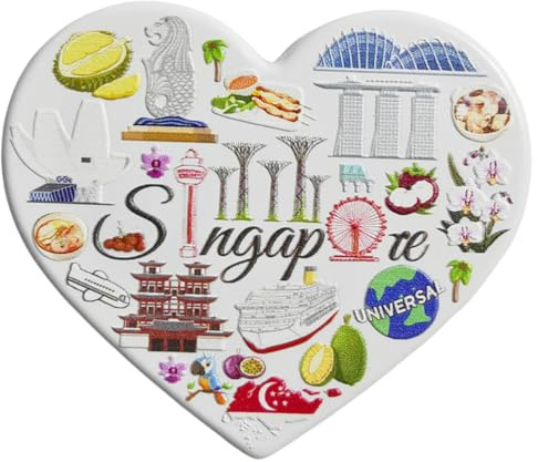 Kühlschrankmagnet in Herzform, Singapur, Reise-Souvenir, 3D-Dekor-Magnet, Bastel-Kollektion