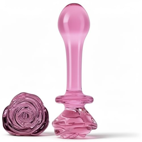 Plug Anal de Cristal con Mango Rosa 11,5 cm – Butt Plug Vidrio Rosa para Mujeres FOPS G59