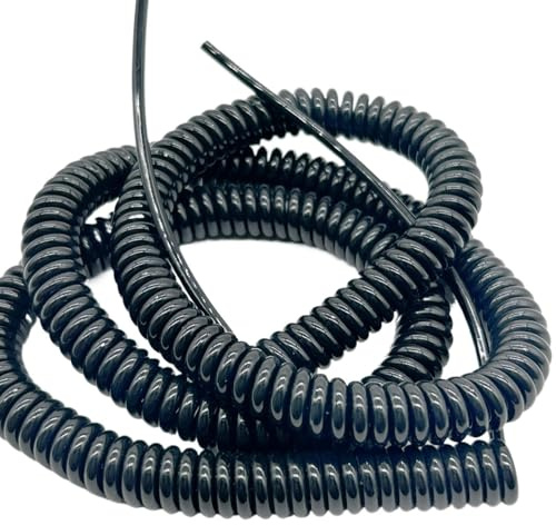Spiralkabel, 8-adrig, einziehbar, 5 Meter (16 Fuß), 0,2 mm², 0,3 mm², 0,5 mm², Schwarze Feder, verlängertes Netzkabel, Spanndraht (14 AWG)(24AWG)