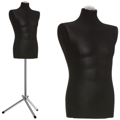 DummyDoll Schneiderpuppe männlich Größe 48/50, Überzug schwarz, Dreibein + Kappe Chrom