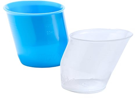 Doidy Mini Cup, Baby Feeding Cup for Newborn 0 Years, Milk Measuring Cups for Baby Formula, Set of 2, 50ml (Colourless + Blue)