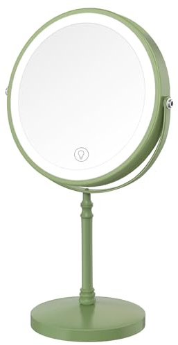 DEIOVWXS Makeup Mirror, 3000mAh Rechargeable Double-Sided Magnifying Vanity Mirror with 3 Colors, 1X/10X, 360° Rotation, Adjustable Brightness, Gifts for Mom, Women,Wife, Girls, Dorm Room Essential