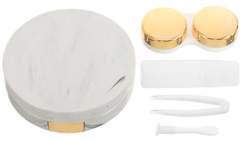 ibasenice Estuche para Lentes de Contacto con Espejo Integrado Mini y Portátil Color Dorado Kit de Almacenamiento Compacto para Viaje Contenedor Práctico para Lentes de Contacto