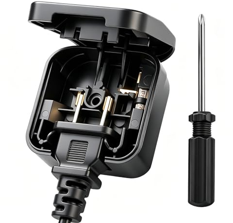US to UK Plug Adapter 13A with Safety Fuse & Screwdriver | Black American to UK Plug Adaptor, Travel Plug Adaptor Converts US/JP/CN Type A Plugs to UK, ABS Shell