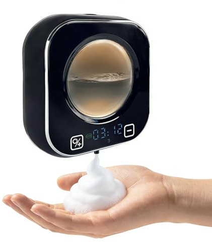 Dispensador Jabon Baño Automatico, 320ML Dispensador Jabon Cocina Sin Contacto USB Recargable 5 Niveles Ajustables con Sensor Soap Dispenser para Baño Cocina Oficina
