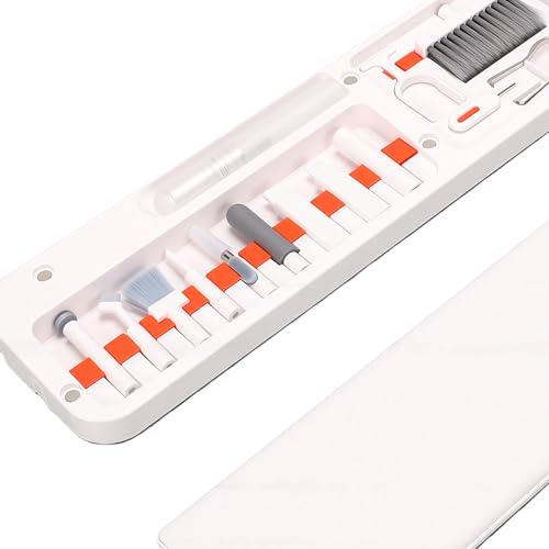 Tosuny Handledsstöd för Tangentbord med 22-i-1 Rengöringskit, Ergonomiskt Läder Memory Foam Handflatsstöd med Halkfri Bas, Verktygssats för Datortillbehör för Att Skriva på Kontorsspel (Vit)
