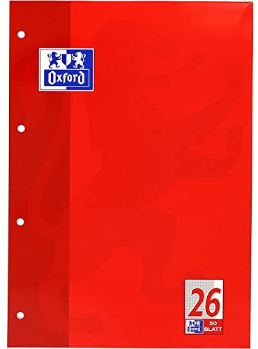 Oxford 100050351 Schulblock Linien 26 - A4, 50 Blatt, 90 g/qm, 4-fach Lochung