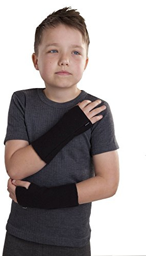 Octave® Kids Wrist Warmers, Children’s Knitted Arm Warmers & Hand Warmers, Winter Thermal Wrist Warmers for Boys & Girls, School Fingerless Mittens[Small/Medium, Black]
