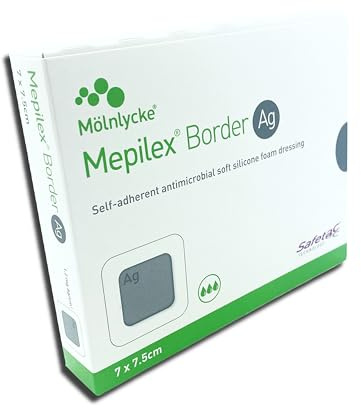 Mepilex Border Ag Schaumverband 7 x 7.5 cm, 5 Stück
