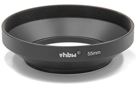 vhbw paraluce compatibile con obiettivi da 55mm - grandangolare nero, metallo, rotondo