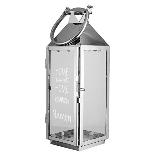 Herz & Heim® XXL Laterne mit Gravur des Namens - Home Sweet Home - 40 cm hoch