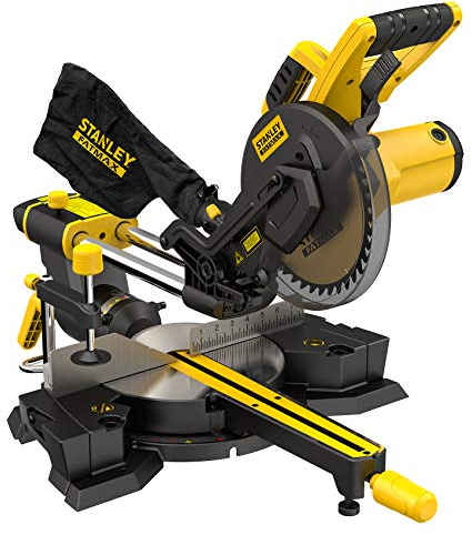 Stanley FatMax Paneelsäge FME721 (1.500 Watt, 216 mm, mit Laser-Linienführung, 2 ausziehbare Materialauflagen, Staubfangbeutel, horizontaler Zug-Griff, inkl. Hart-Metall-Sägeblatt)