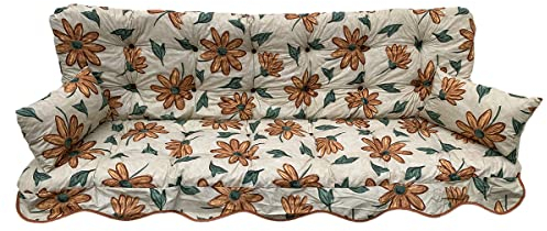 Adlatus-Kühnemuth Polsterauflage Hollywoodschaukel 180x50 Modell 155 Blumen auf beigem Hintergrund