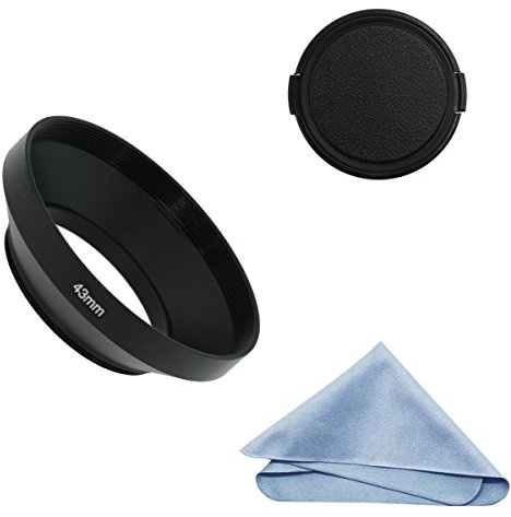SIOTI Obiettivo grandangolare in metallo per fotocamera + panno di pulizia + copriobiettivo per obiettivo Canon Nikon Canon Fuji Pentax Sumsung Leica standard