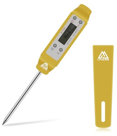 UTours digitale cibo termometro da cucina in acciaio INOX 304, termometro digitale lettura istantanea per carne, cucina, Barbecue, Smoker, latte e acqua Yellow