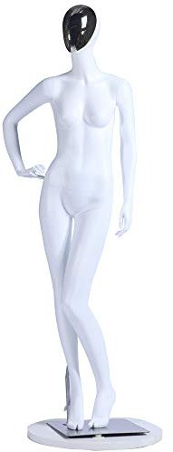 Eurohandisplay KS-226 Frau schöne abstrakte weiß Matt lackierte Schaufensterpuppe Galvanik Kopf und Hände Neu Männliche Weiblich (KS-226 Frau stehend)
