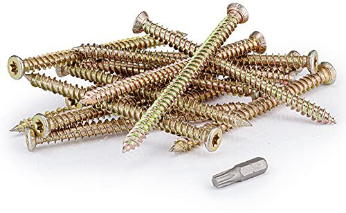 SEQUAL® 50mm Easy Drive Countersunk Concrete Screws (Pack of 20) - No Plugs Needed, Torx Head, T30 Driver Bit Included