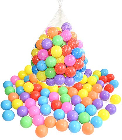 Ram® Multicoloured Soft Plastic Play Pit Balls with Clear PVC Carry Bag for Indoor Outdoor Swimming Pool Trampoline Play Toy (100), For 12 Months and above