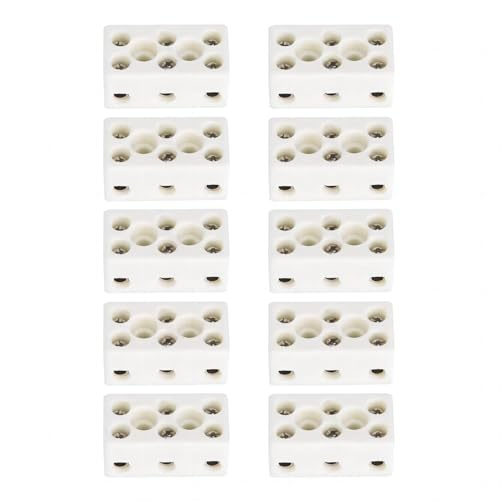 VIFER Morsettiera in Ceramica Resistente alle Alte Temperature 10pcs 3 Vie 24A Morsettiera in Ceramica Connettore