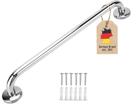 Intirilife Handtuchhalter aus Edelstahl Hochglanzpoliert - Länge 60cm und 19mm Stangendurchmesser zum Bohren - Handtuchstange Badetuchhalter Handtuch Halter Bad Sauna Küche, Wandmontage