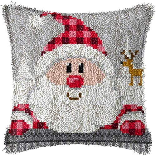 SKTWOE DIY Knüpfkissen Weihnachten Kissenbezug Knüpfen Bastelset Erwachsene Latch Hook Kit 43X43cm(17X17 Inch),A