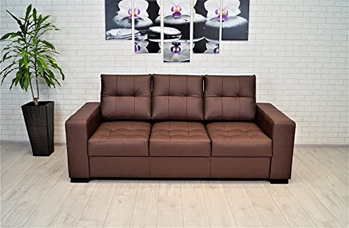 Quattro Meble Braunes Echtleder 3 Sitzer Couch Sofa Mallorca Pik 205cm Ledersofa Echt Leder Mondial Farbauswahl !!!