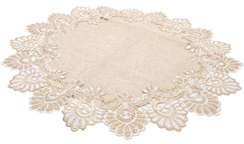 Faderr Runde Retro-Tischdecke, Couchtischdecke, Handtuch, Baumwolle, Häkelspitze, Tischdeckchen (Größe: 50 x 50 cm)