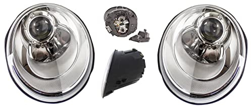 EASYSHOP24H Set 2 Faro Fanale Proiettore Anteriori Compatibili per New Beetle 2005-2010 Alogeno H7/H7 Destro e Sinistro Completo di Motore per Regolazione Elettrica