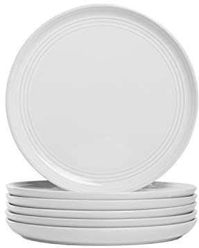 Double Line 8.25 Salad Plate, Set of 6, White
