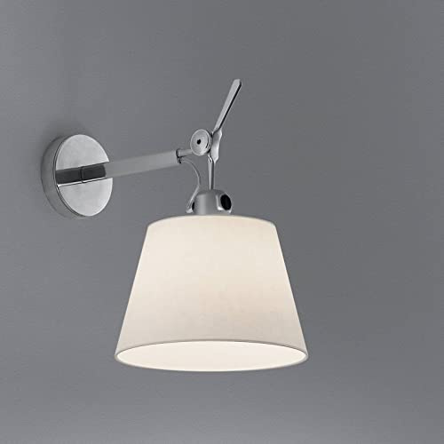 Lampada da Parete Per Interni Orientabile Con Interruttore, Applique Moderna In Alluminio Color Argento, Paralume Conico, Lampada Da Parete a Faretto E27 Per Corridoio Soggiorno Camera Da Letto