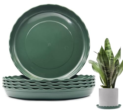 lylqmy 5 Pack Plant Saucers, Flower Pot Drip Trays for Indoor/Outdoor Plants Garden Saucers Plant Pot Saucer Trays, Surface Protection for Household Plants - （Green） 27cm