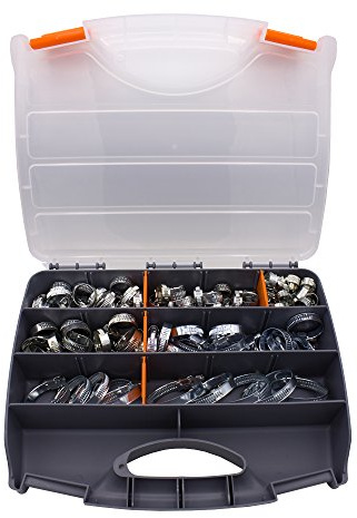 VARIOSAN Schlauchschellen Set/Sortiment 13590, 100 Stück, Spannbereich 8-50 mm, Bandbreite 9 mm, W4 (V2A)