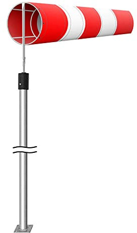 TMS PRO SHOP Windsack Komplett-Set, rot/weiß, Ø 30 cm, 4-teilig, zum Aufdübeln, Höhe: 3 m aus Kunststoff, Stahl, Art.-Nr. 609568 | Windsocke