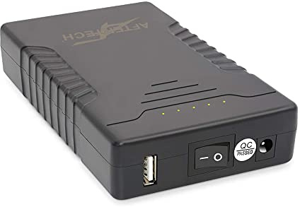 AFTERTECH Mini UPS Power Bank, paquete de batería de litio Li-Ion 12 V 6000 mAh 72 Wh + salida USB D4E4