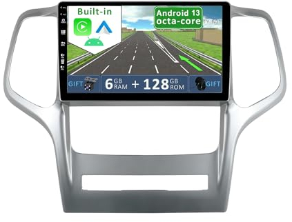 YUNTX [6GB+128GB] Autoradio 2 DIN Android 14 per Jeep Grand Cherokee (2010-2013)-[Incorporato Carplay/Android Auto/DSP/GPS]-IPS 2.5D 9 Touch Screen-Camera+MIC-DAB/Mirror Link/Bluetooth 5.0/WiFi/USB