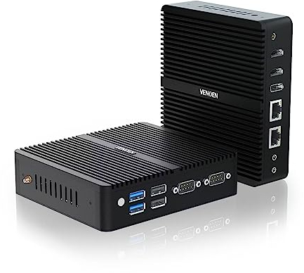 Fanless Mini PC sin Ventilador PC Industrial N100, WIN11 Pro Mini Computadora Industrial Dual Lan, Dual HD, DP, Dual RS232 COM, WIFI, BT, VESA, Auto Power On, PXE, 8GB RAM 128GB SSD, Linux Mini PC