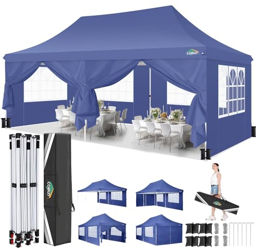 COBIZI Tonnelle de Jardin 3x6m, Tonnelle Pliante 3x6 de Jardin, Barnum Pliant Imperméable et Résistant aux UV, Tente de Reception pour Mariage, extérieur, Jardin, fête, Inclus Sac de Transport