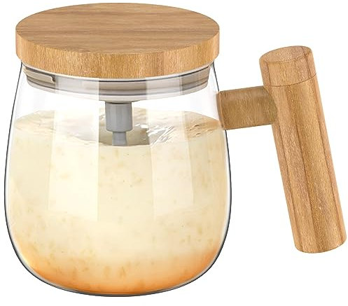 Self Stirring Coffee Mug with Handle 400ml Electric Stirring Mug 7000rpm High Speed Self Mixing Mug Glass Self Stirring Cup Portable Waterproof Automatic Mixing Cup for Home Office Coffee Milk #