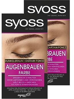 Syoss Augenbrauen Kit Augenbrauenfarbe 4-1 Dunkelbraun Stufe 3 (17 ml), Augenbrauen färben für einen natürlichen Look und ein langanhaltendes Ergebnis, 2x 17 ml
