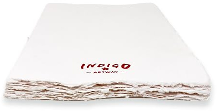 Artway Indigo Handgefertigter Buchblock, 100% Baumwolle, 200 g/m², mittlere Textur, A4, Naturweiß, natürliches weiß | 60 Seiten/30 Seiten à 200 g/m², mittlere Textur, 100 % Baumwolle