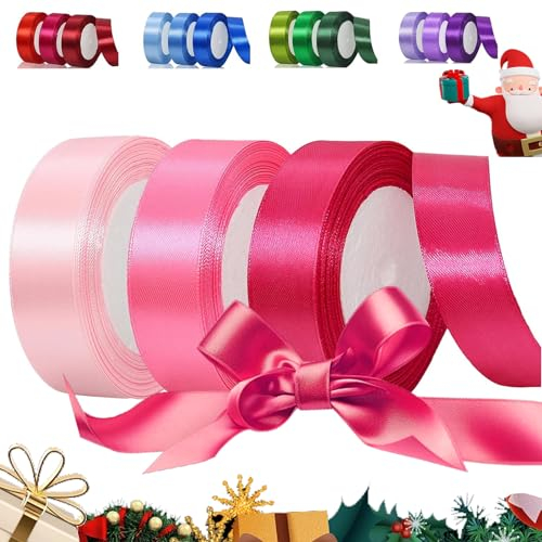 YOUYIKE 66m Rosa Satinband, 25mm Geschenkband Breit, Schleifenband zum Verpacken, Dekoband Party Stoffband zum Geschenkverpackung, Bastelarbeiten, Geburtstag und Hochzeitsdekoration(22m/Roll)