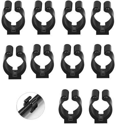 SamHeng Clips de Support de Canne à pêche, 10 pièces Clips de Support de Queue de Billard, Support de Canne à pêche en Plastique pour Queue de Billard Murale, Clips de localisation pour Canne à pêche