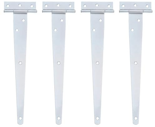 sourcing map 4Stk T-Riemen Türscharniere 10 Geschmiedet Tee Schuppen Tor Scharniere Eisen Hardware für Holz Scheune Zaun Yard Türscharniere (Weißes verzinkt)