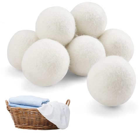 HERKINDNESS 9 Stück Dryer Balls 4 cm, Trocknerbälle aus 100% Reiner Schafwolle, Natürlicher Weichspüler Trocknerball für Daunenen, Weiche Kleidung, für Wäschetrockner Trocknungszeit Verkürzen